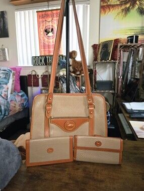 🦆 Dooney & Bourke All Weather Pebbled Leather Satchel/Wallet/Checkbook Cover